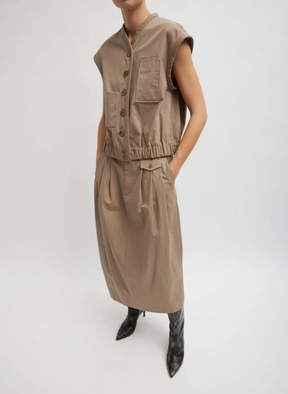 Bio Twill Triple Pleat Skirt