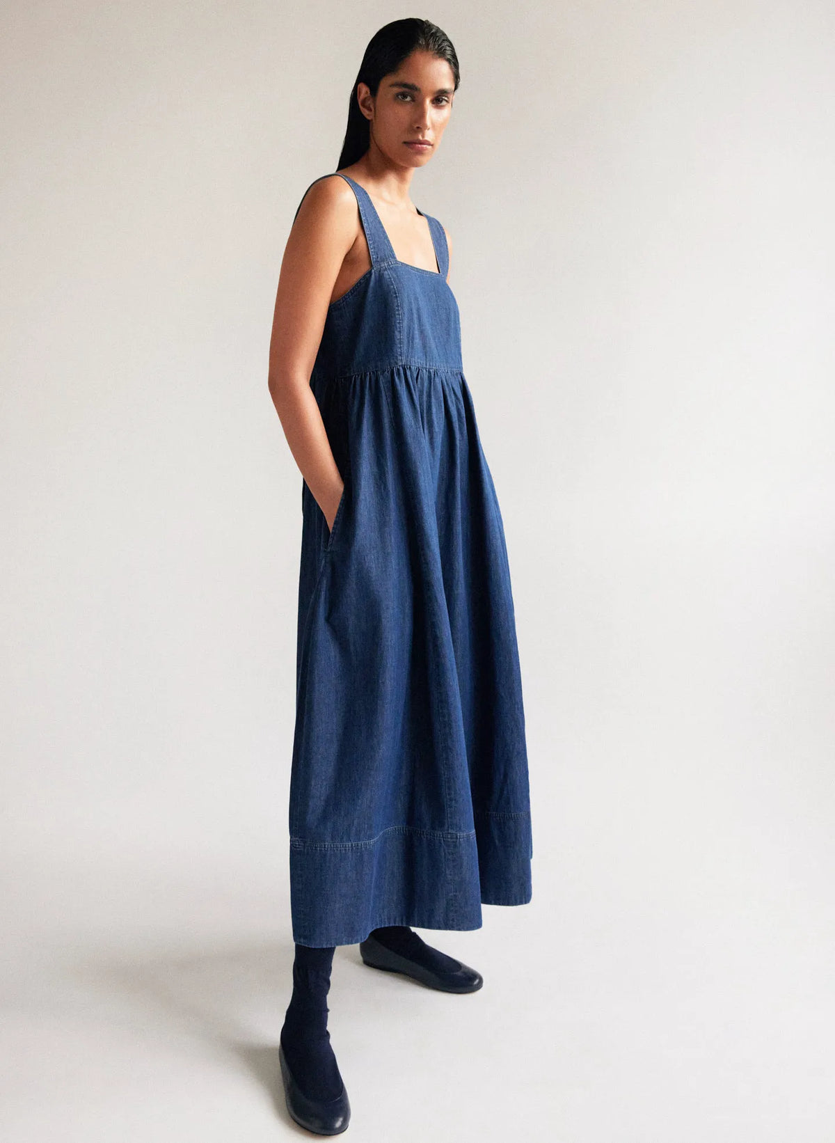 Light Weight Stone Wash Sculpted Dress