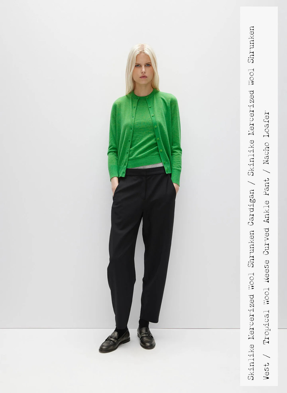 Skinlike Mercerized Wool Shrunken Cardigan