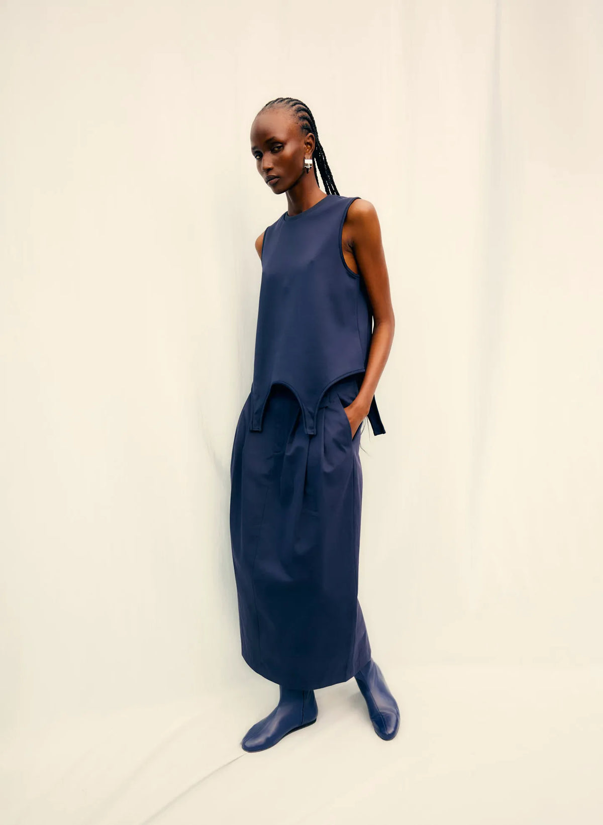Bio Twill Triple Pleat Skirt
