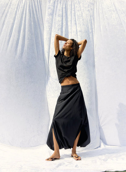 Summer Nylon Flat Front Jalouise Skirt