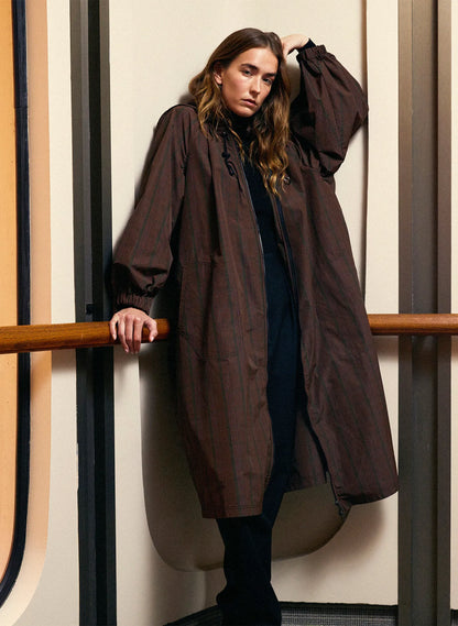Plaid Tech Poly Long Anorak