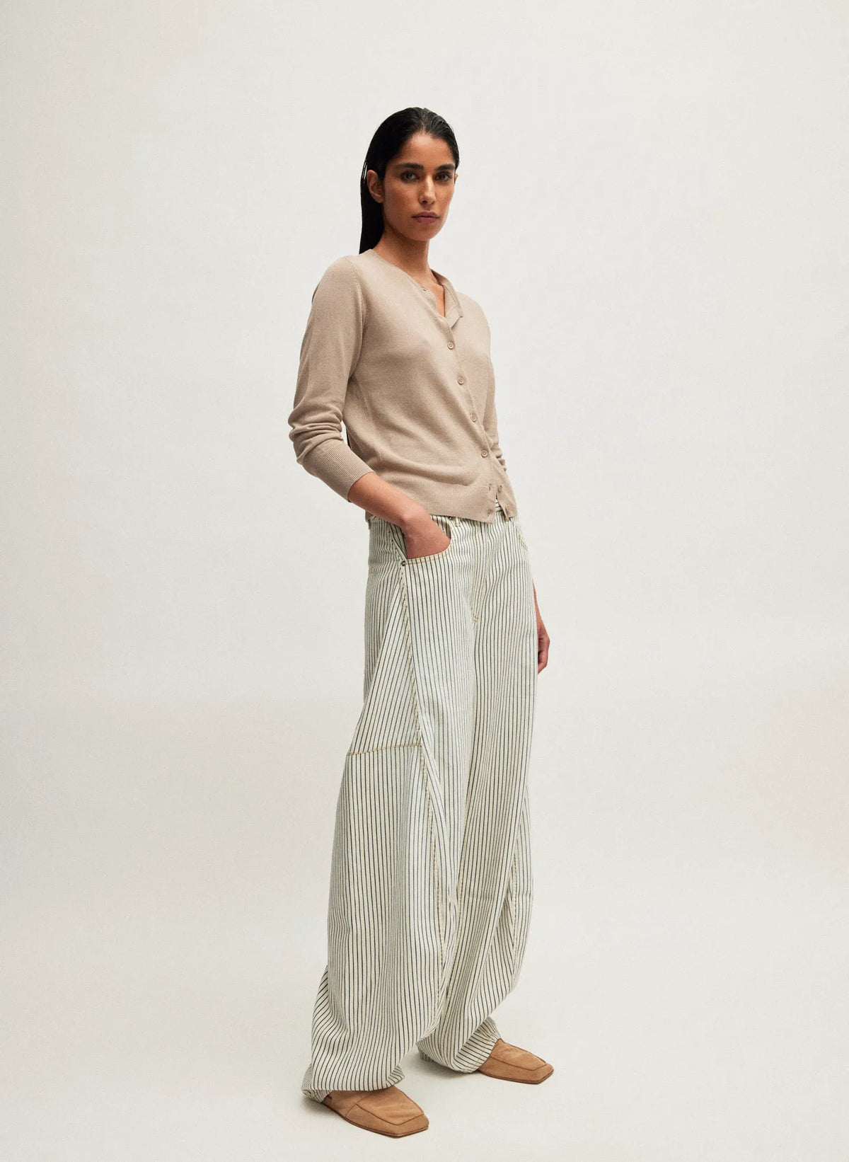 Stone Washed Striped Denim Sid Jean