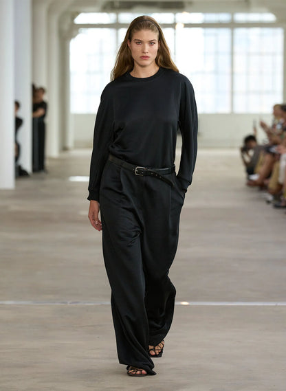 Silk Terry Pleated Pull On Pant