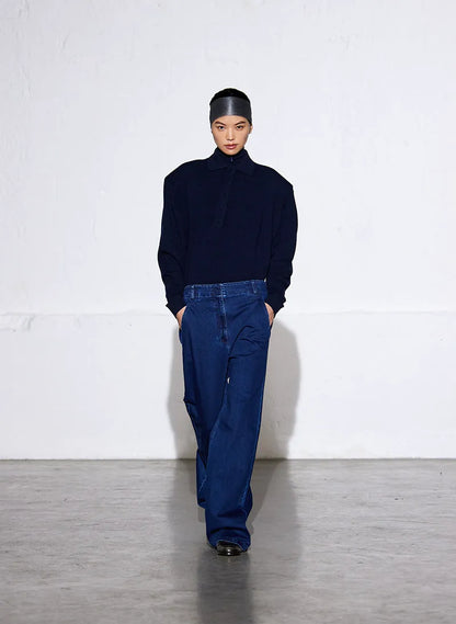 Washable Cashmere Easy Polo Sweater