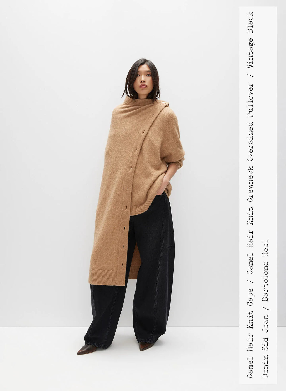 Camel Hair Knit Crewneck Oversized Pullover
