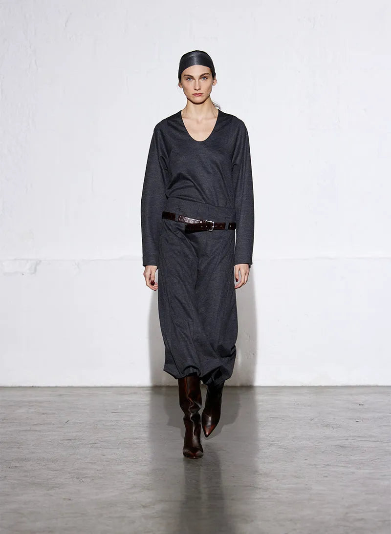 Melange Jersey Tucked Panel Skirt