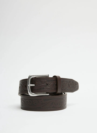 Classic Men's Tooled Leather Belt
