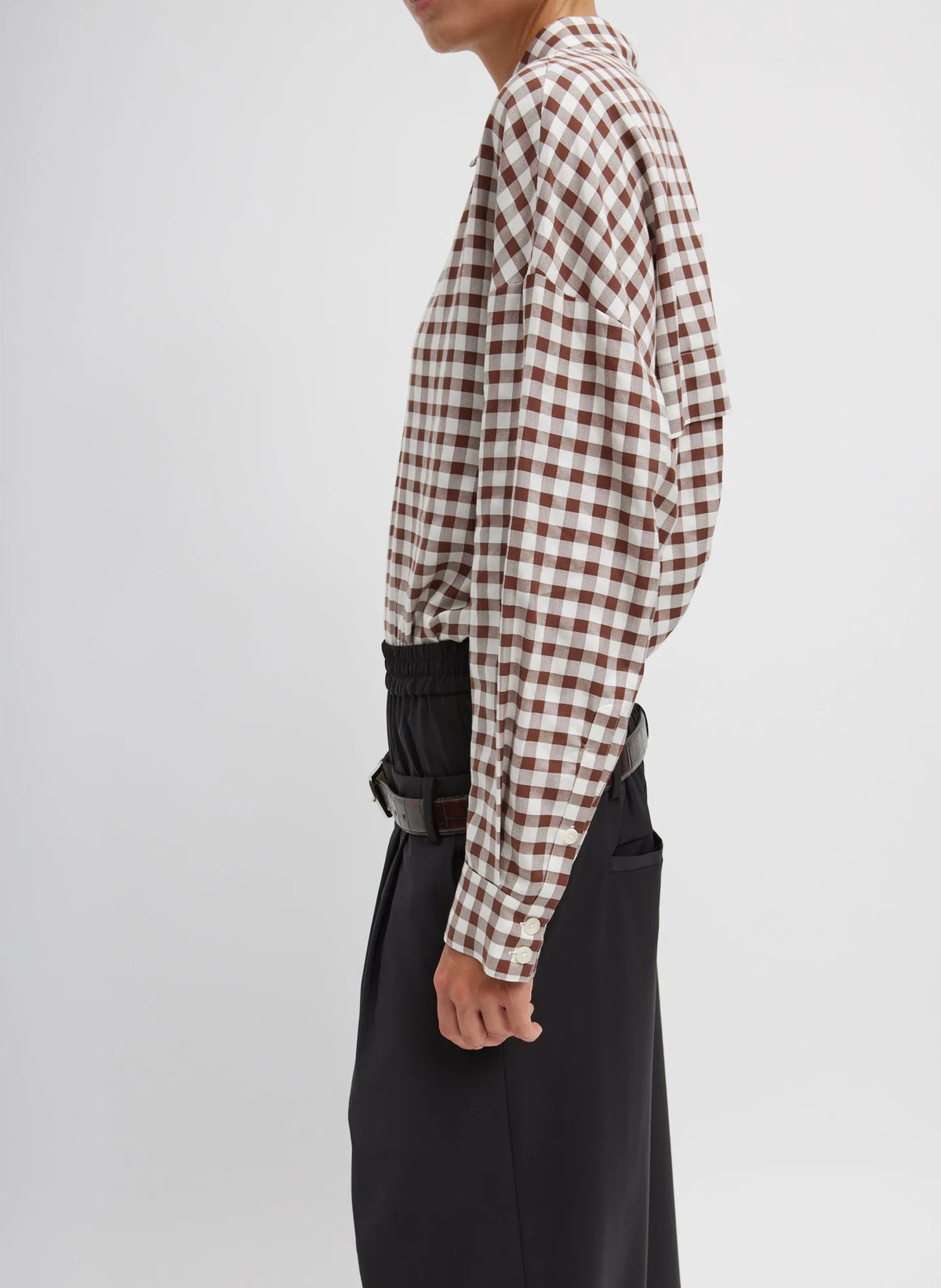 Gingham Drape Oversized Shirt
