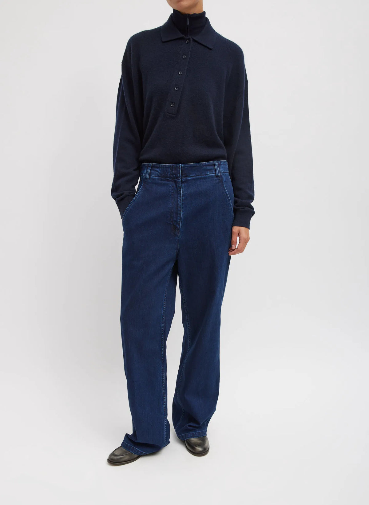 Washable Cashmere Easy Polo Sweater