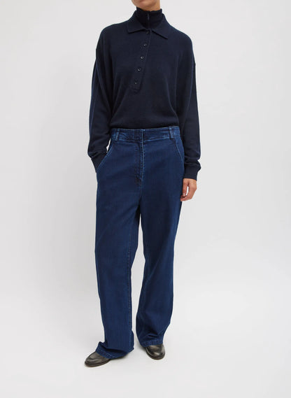 Washable Cashmere Easy Polo Sweater