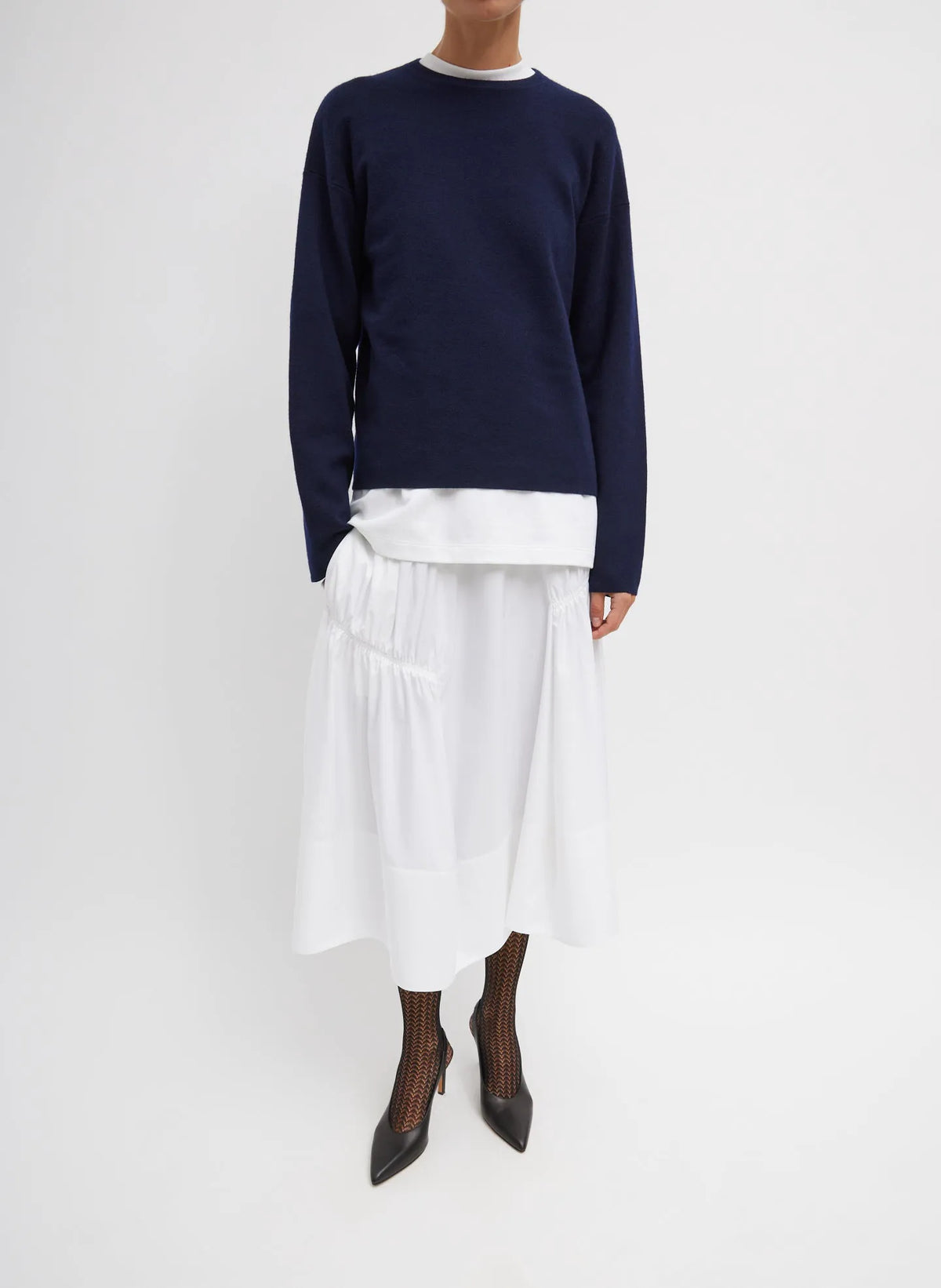 Shirred Nylon Paneled Skirt