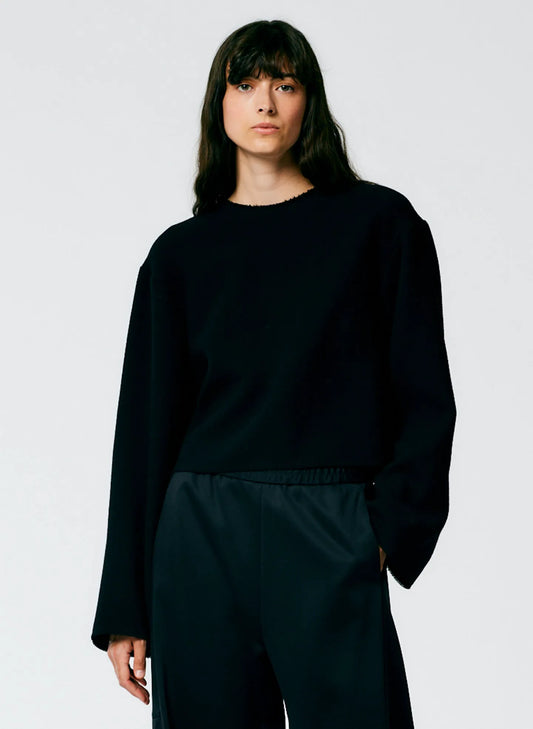 Melee Crepe Long Sleeve Cropped Top