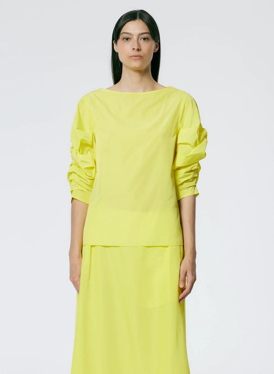 Italian Sporty Nylon Shirred Sleeve Top