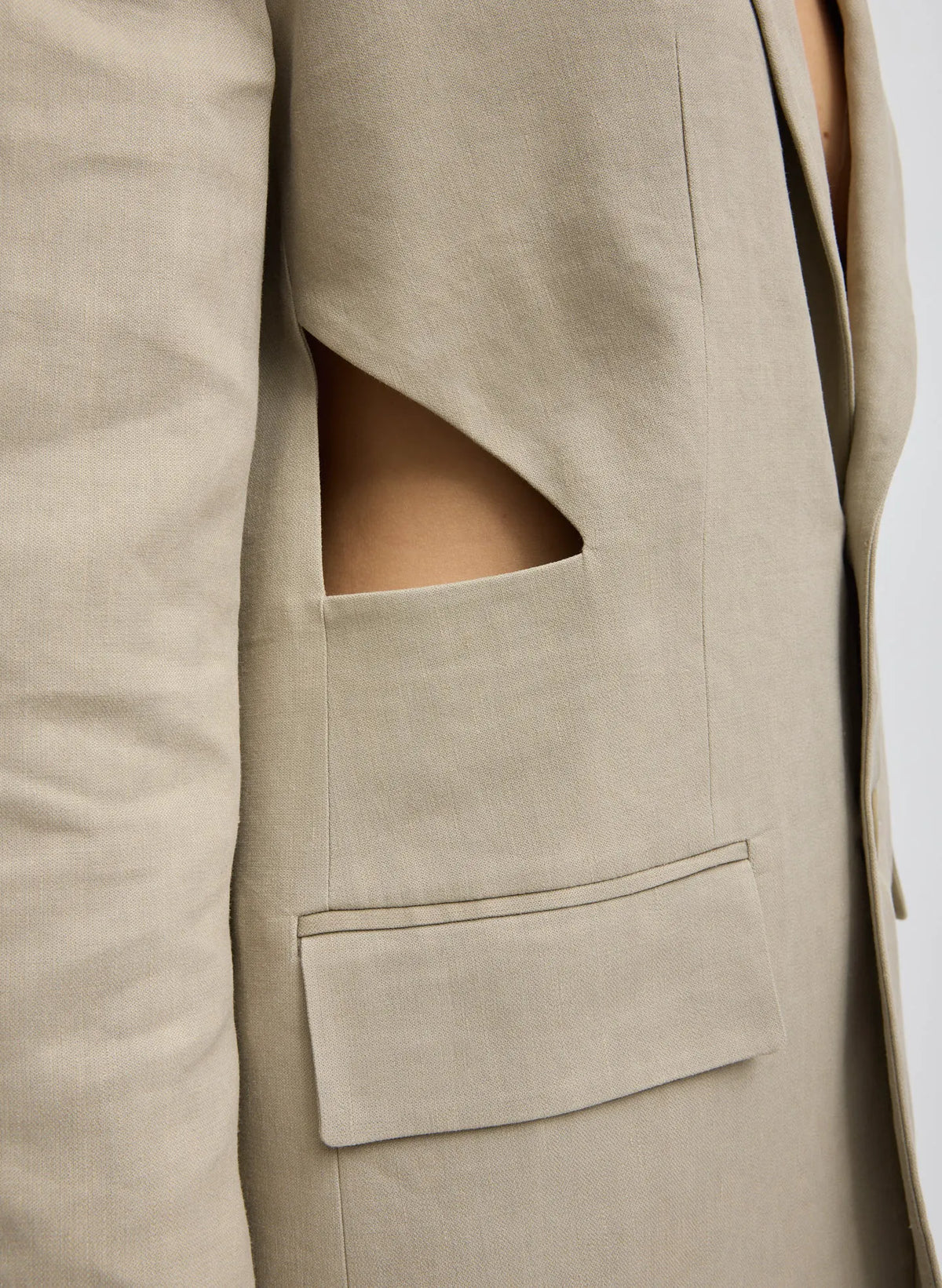 Stretch Linen Viscose Side Cut Blazer
