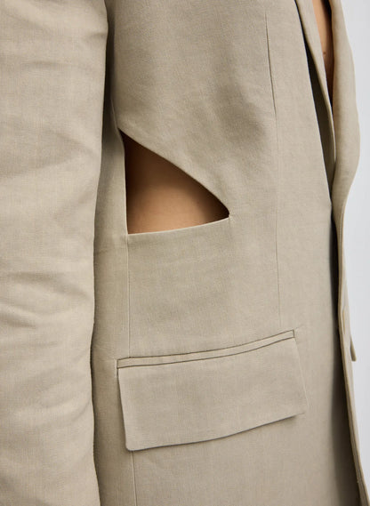 Stretch Linen Viscose Side Cut Blazer