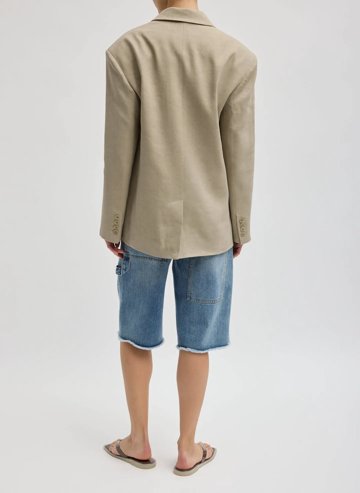 Stretch Linen Viscose Side Cut Blazer