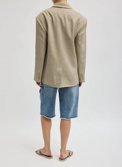 Stretch Linen Viscose Side Cut Blazer