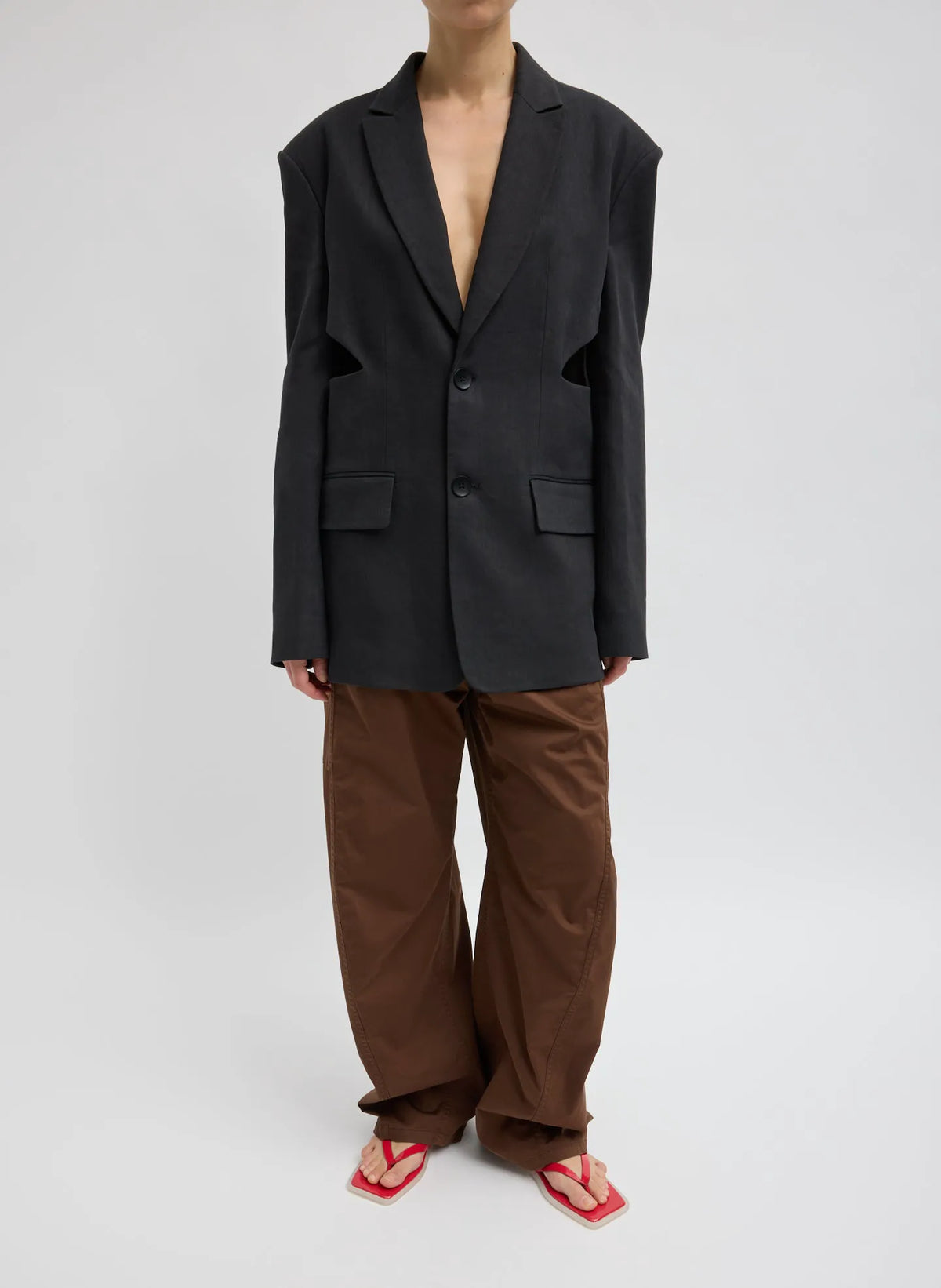 Stretch Linen Viscose Side Cut Blazer
