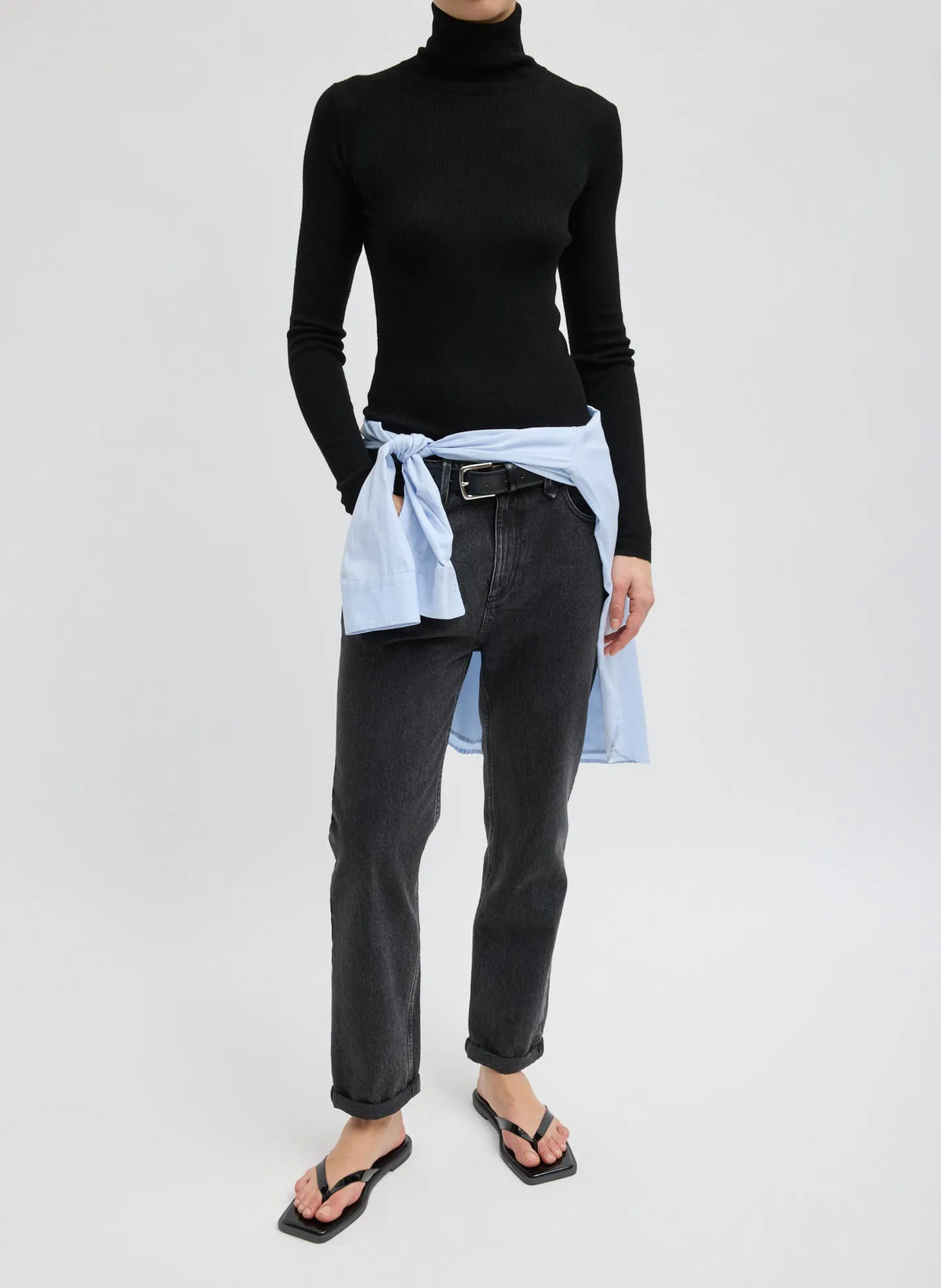 Featherweight Ribbed Sweater Turtleneck Pullover