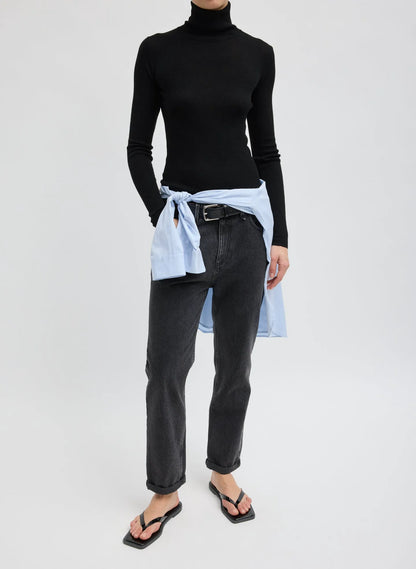 Featherweight Ribbed Sweater Turtleneck Pullover