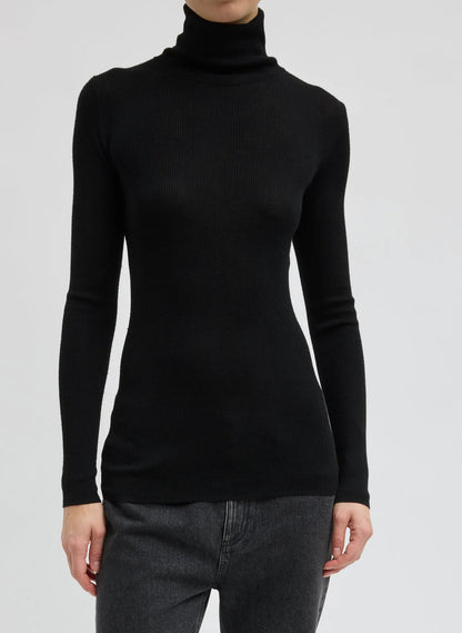 Featherweight Ribbed Sweater Turtleneck Pullover