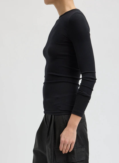 Circular Ribbed Crewneck Pullover T-Shirt