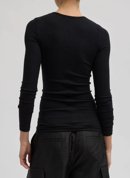 Circular Ribbed Crewneck Pullover T-Shirt