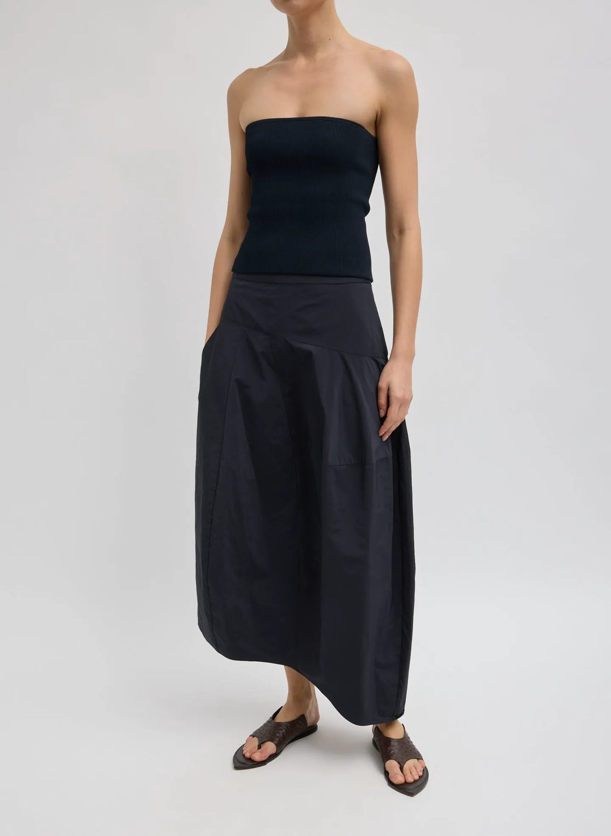 Nylon Asymmetrical Balloon Skirt