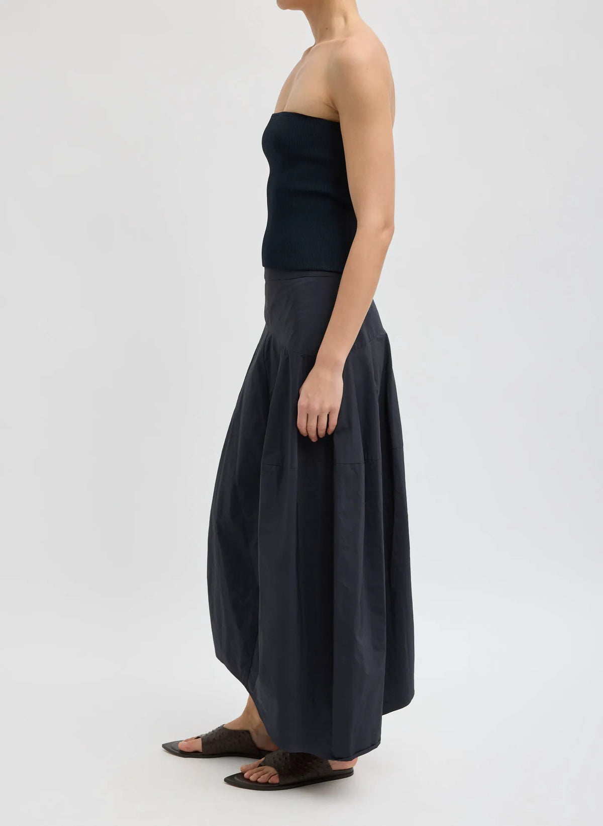 Nylon Asymmetrical Balloon Skirt