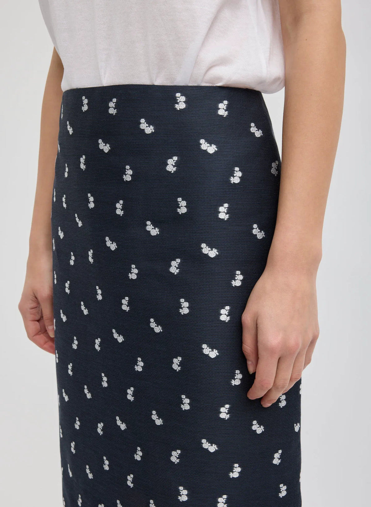 Silk Gazar Jacquard Pencil Skirt