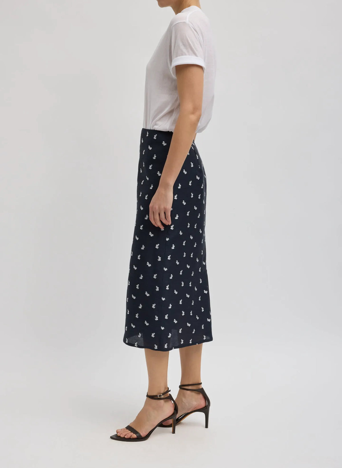 Silk Gazar Jacquard Pencil Skirt