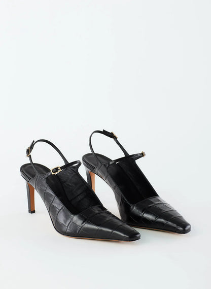 Croc Print Bob Slingback