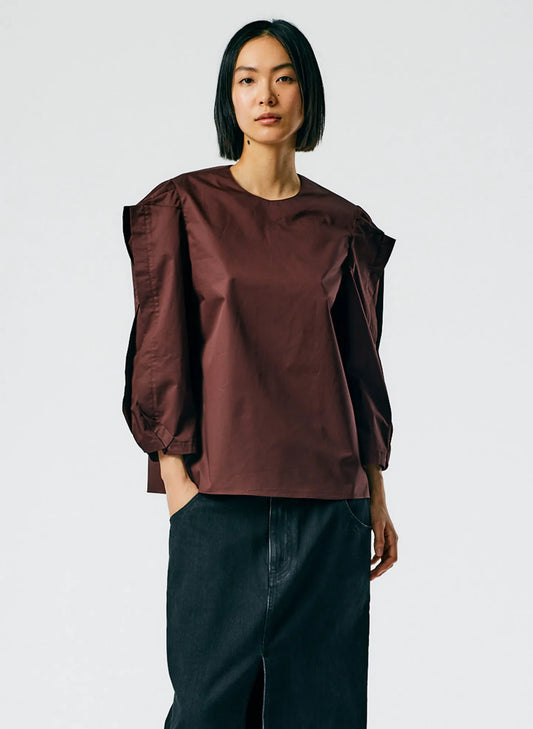 Lightweight Cotton Sateen Square Sleeve Top