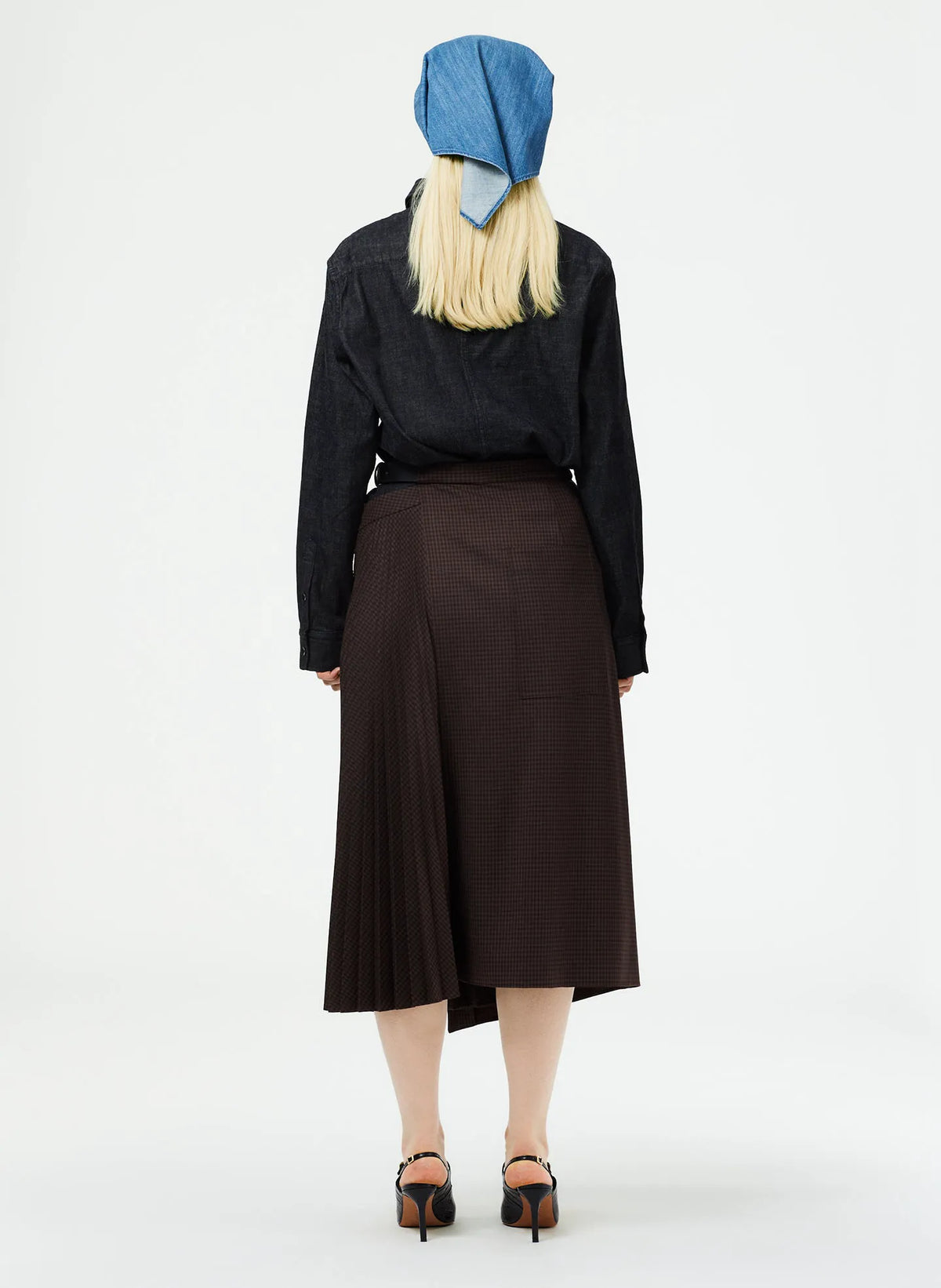 Jett Suiting Pleated Wrap Skirt