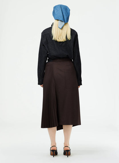 Jett Suiting Pleated Wrap Skirt