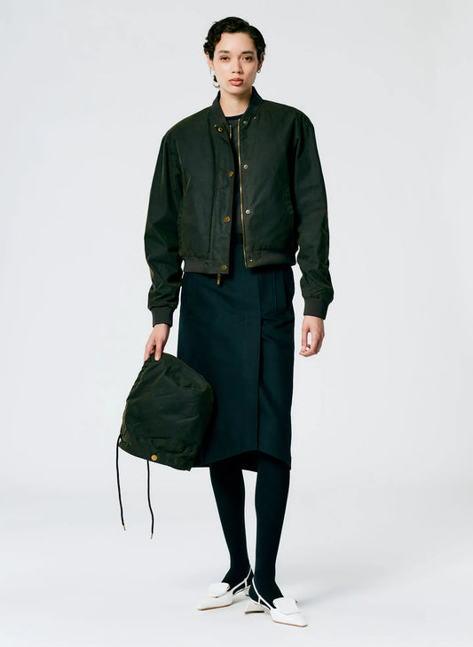 Waxed Cotton Bomber With Removable Hood