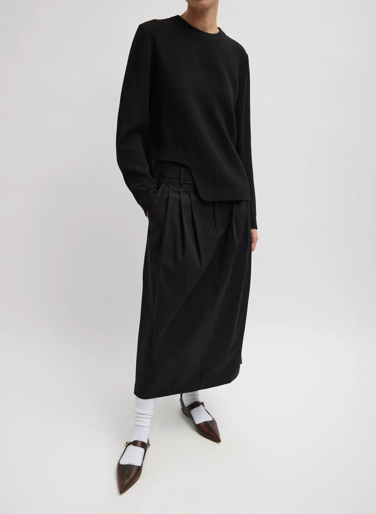 Bio Twill Triple Pleat Skirt