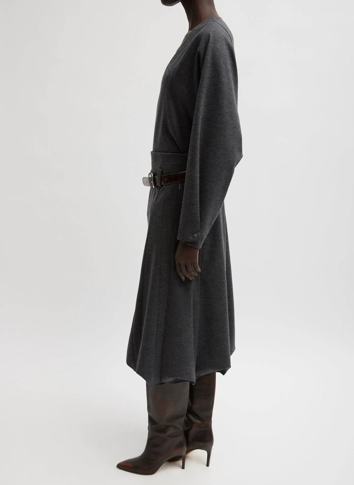 Melange Jersey Tucked Panel Skirt