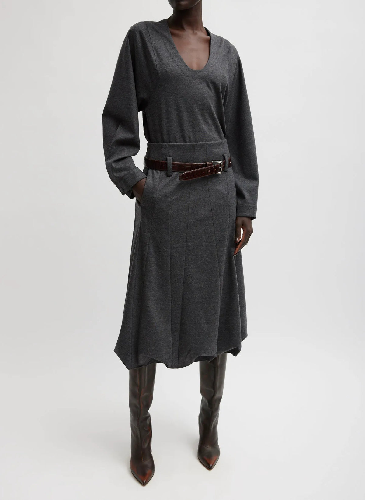 Melange Jersey U-Neck Top
