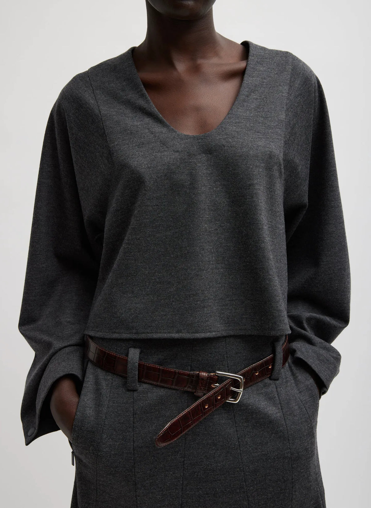 Melange Jersey U-Neck Top