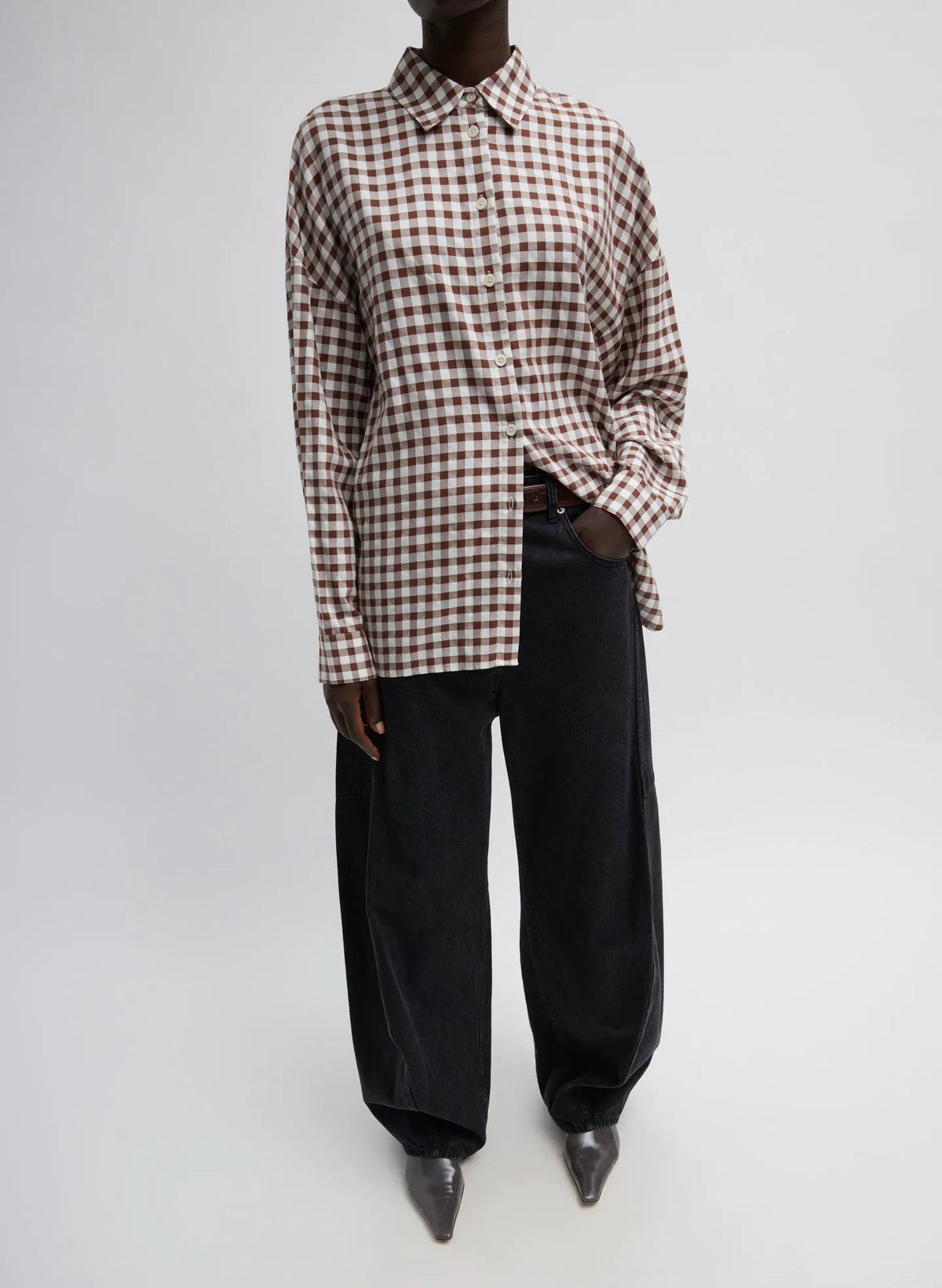 Gingham Drape Oversized Shirt
