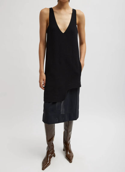 Melee Crepe V-Neck Power Mesh Combo Dress