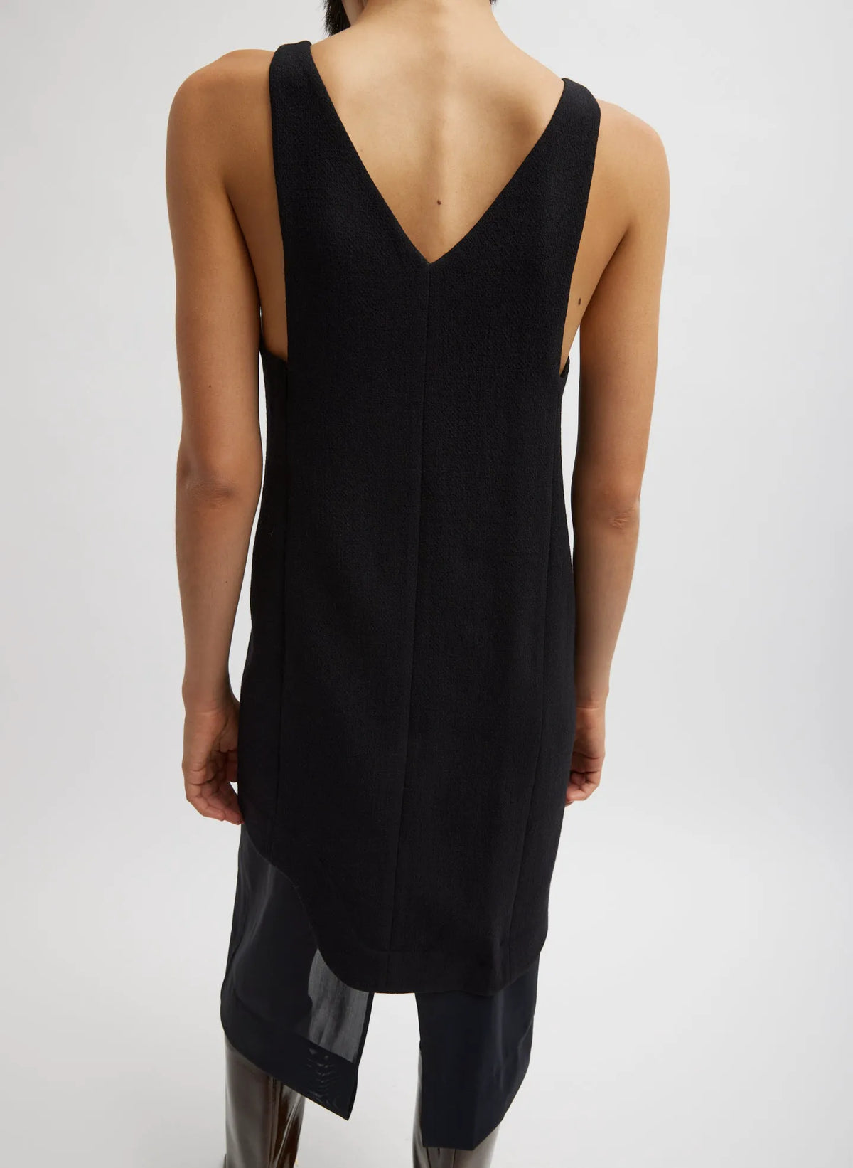 Melee Crepe V-Neck Power Mesh Combo Dress
