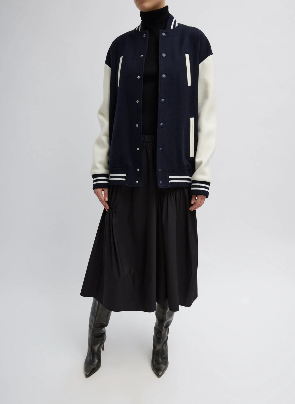 Shirred Nylon Paneled Skirt
