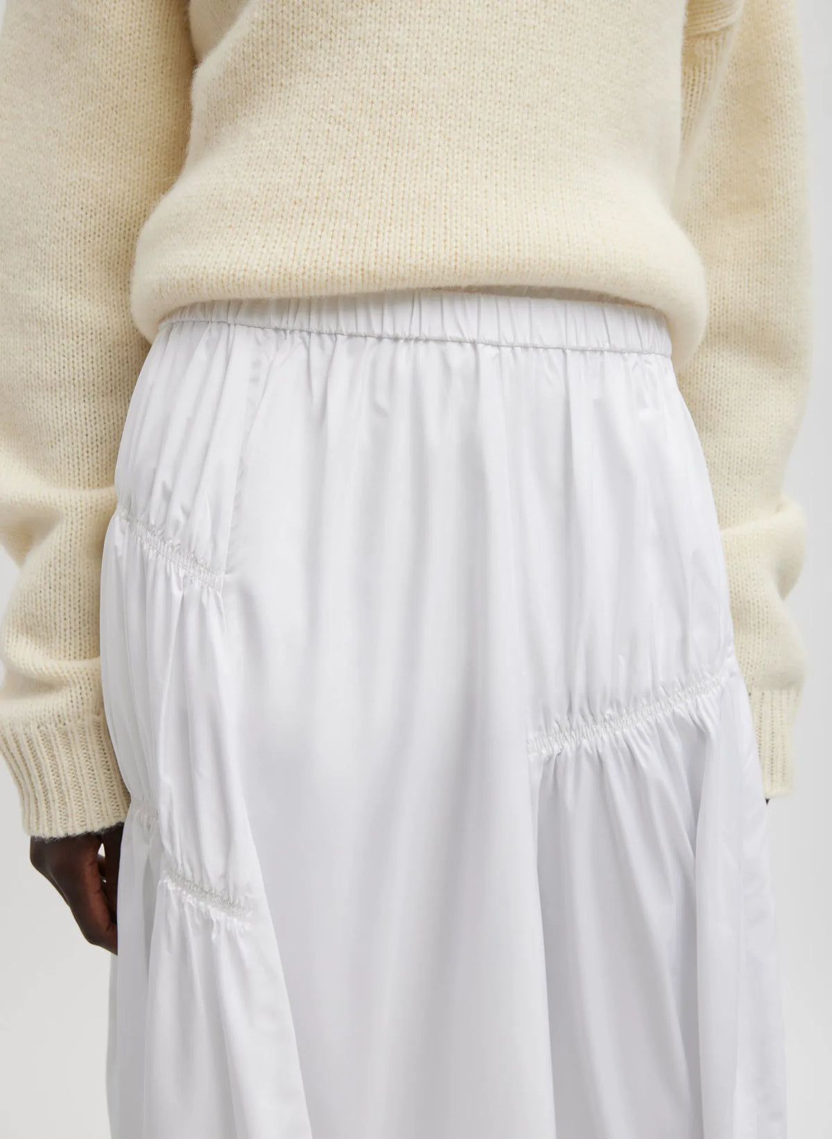 Shirred Nylon Paneled Skirt