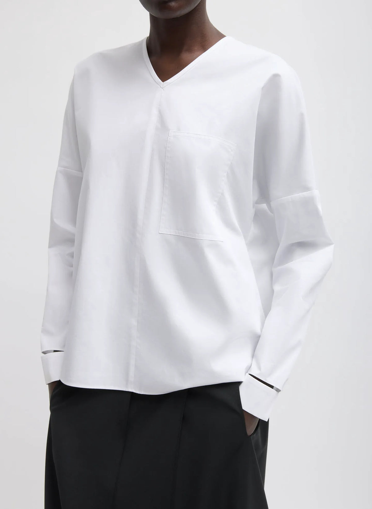 Eco Poplin V-Neck Dolman Top