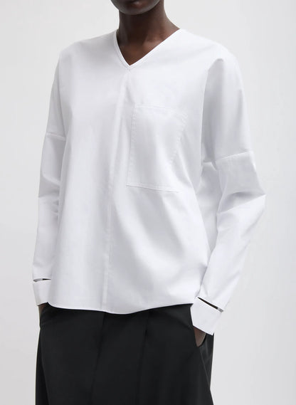 Eco Poplin V-Neck Dolman Top