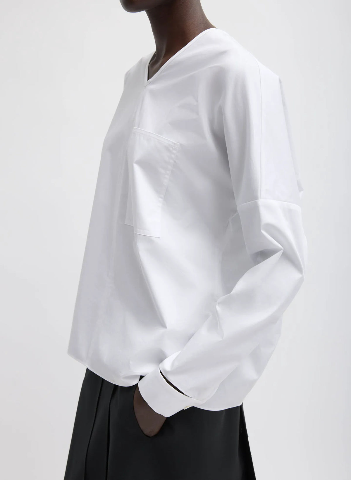 Eco Poplin V-Neck Dolman Top