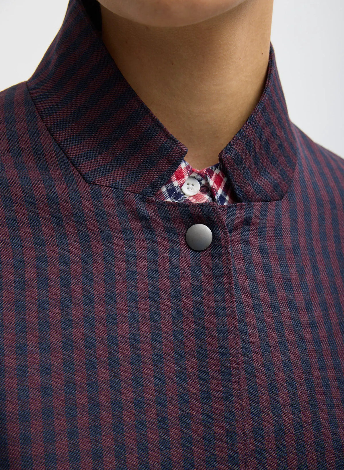 Jules Wool Gingham Long Belted Bomber